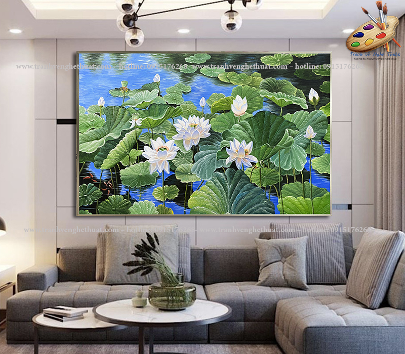 Tranh Sen Treo Phòng Khách Hiện Đại - Tranh Trang Trí